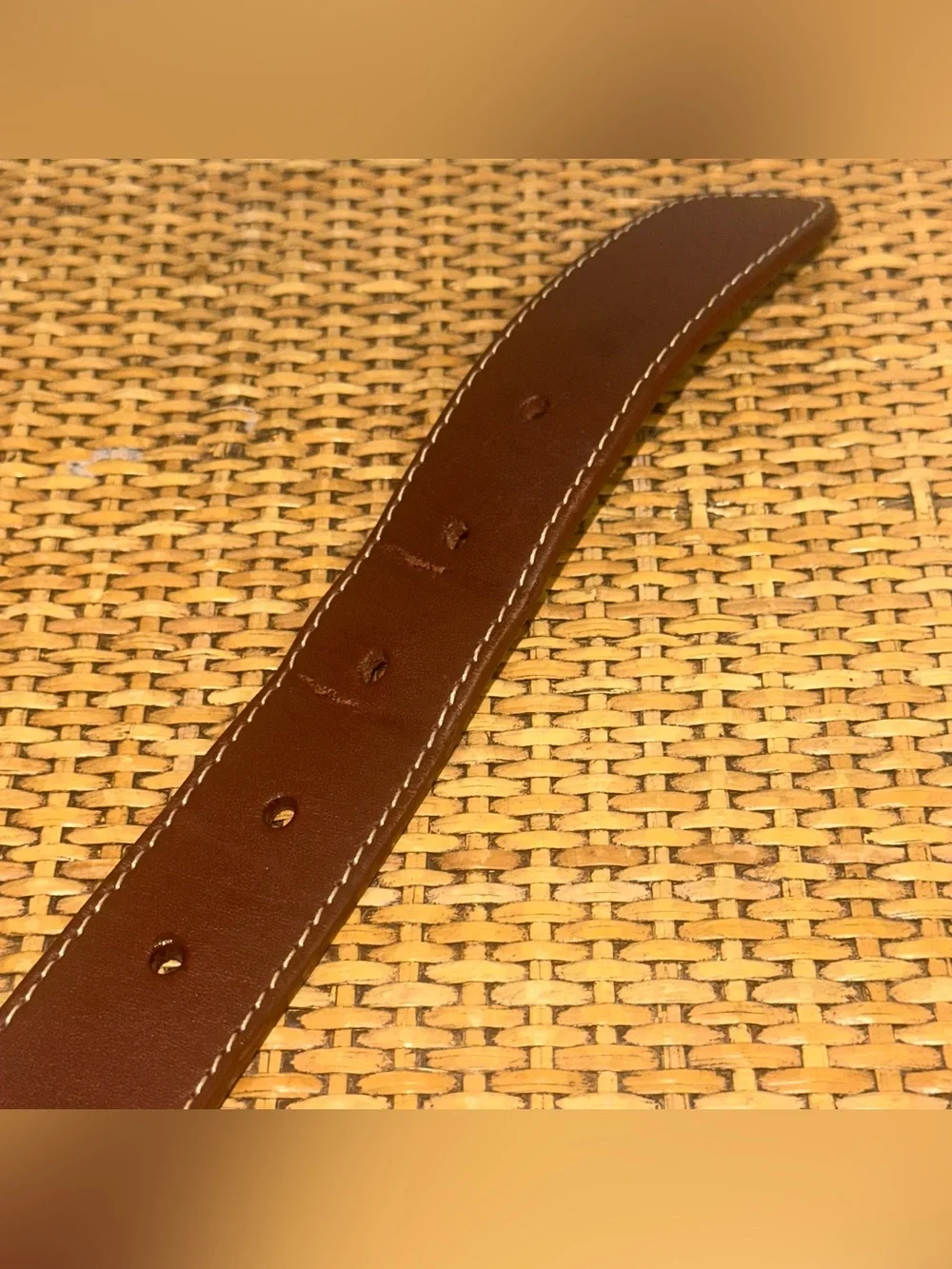 REEL POINT SHELTER ISLAND Embroidered Golf Belt Mens Size 38 Leather Preppy Tan